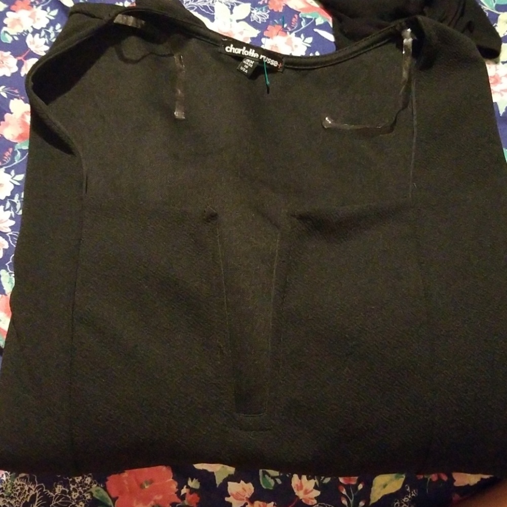 Charlotte Russe 3/4 Sleeve Plunge Body Suit